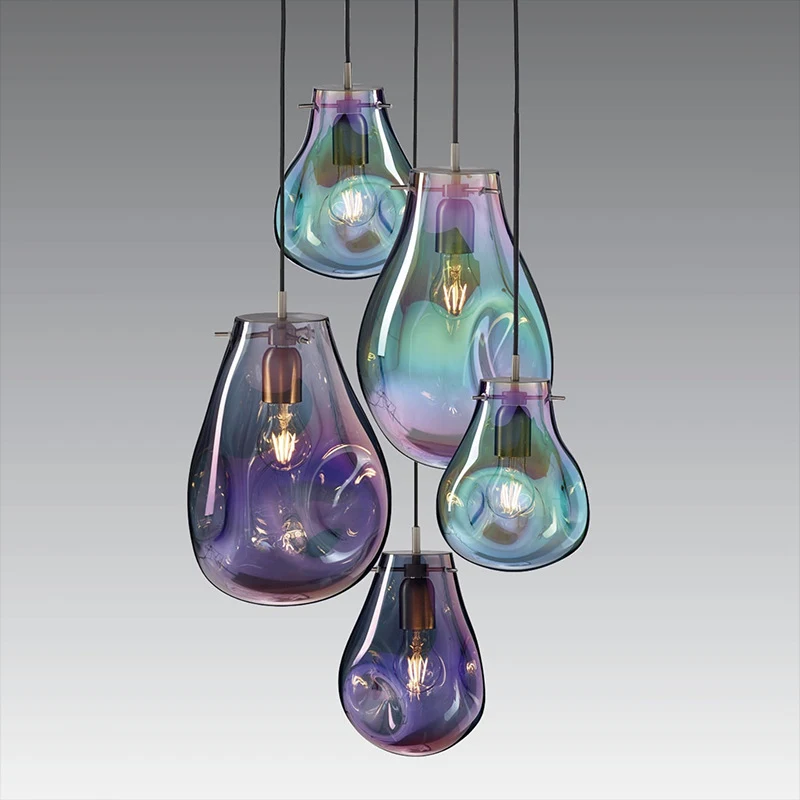 Title 5, Colored Glass Chandelier in the Model Room. Ele...