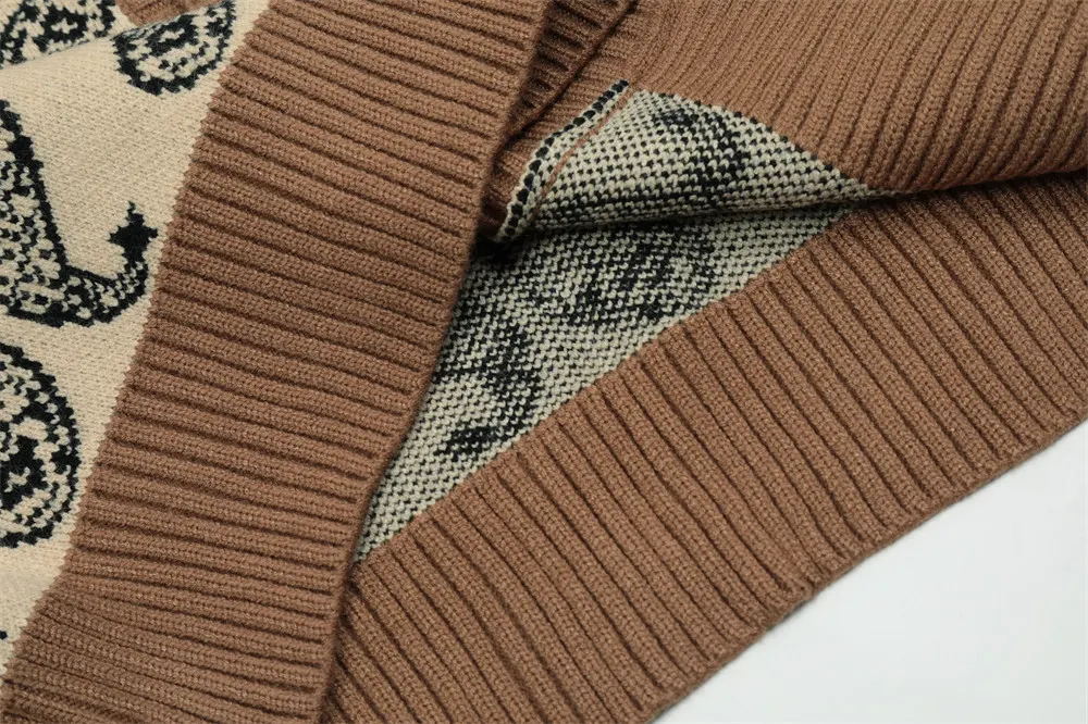 Title 4, Mens Jacquard Stripe Embroidered Pattern Knitw...