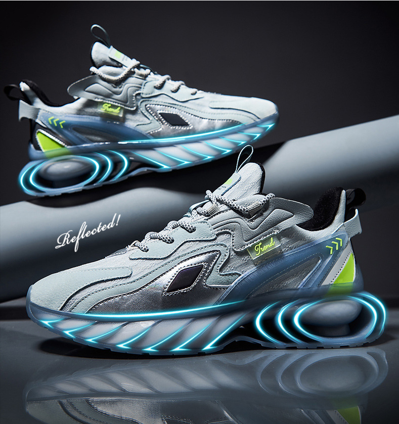 Zapatillas deportivas casuales luminosas de coco para hombre Calzado moderno y cómodo para deportes y uso diario con efecto brillante. — foto 7