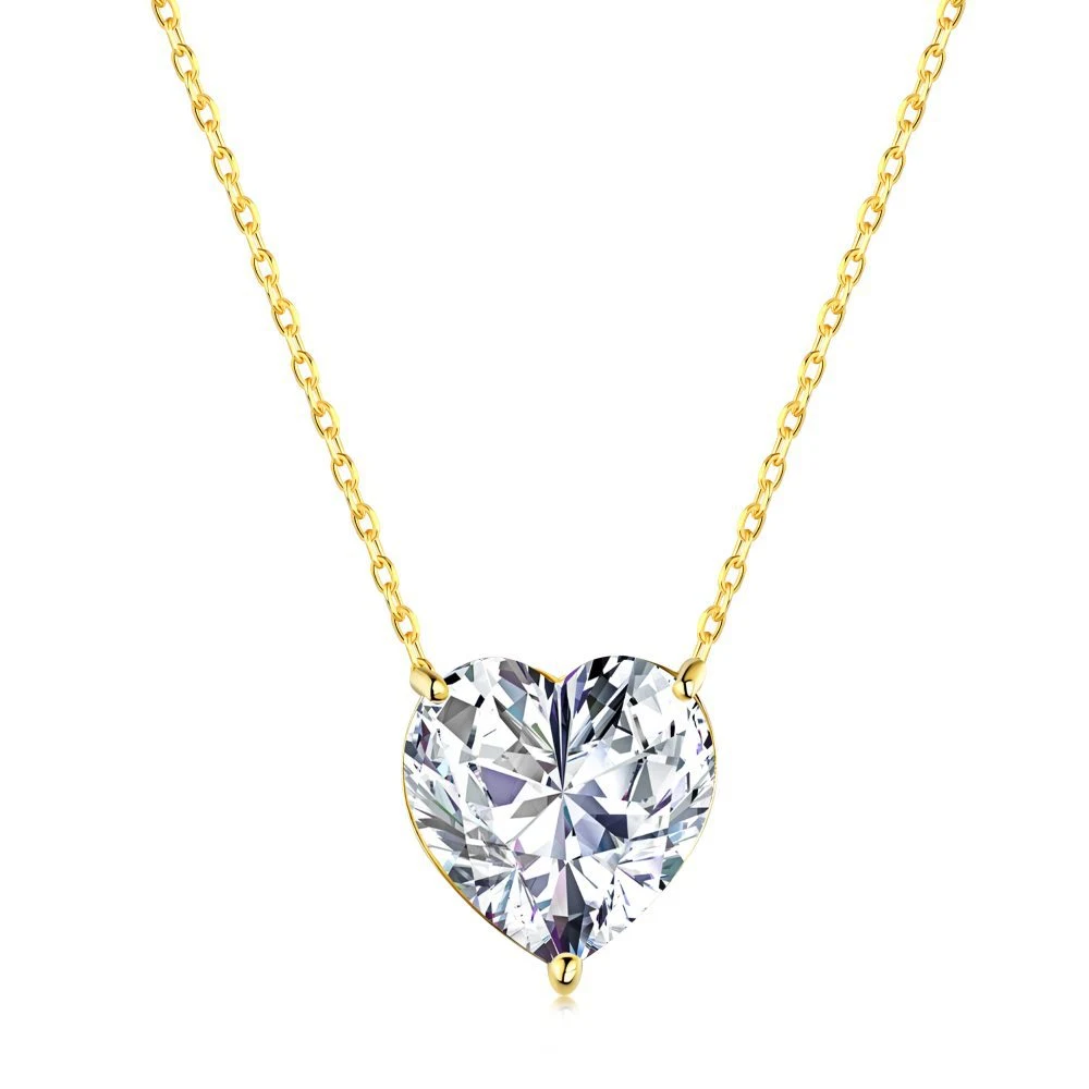 Collar de mujer con diamante circonita corazón 3 quilates plata de ley S925. Un regalo perfecto para ella, elegante y brillante. — foto 1