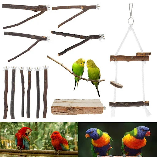 2/10Pcs Parrot Bird Perches Natural Wood Bird Standing Stick Parrot Perch Stand Platform Wooden Exercise Climbing Paw Gr — photo 5