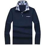 Camiseta masculina de fleece com gola lapela, solta e cor sólida para uso casual de negócios. Conforto e estilo para o trabalho e dia a dia. — foto 8