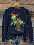Damessweater met 3D Digital Christmas Series-print en ronde hals — foto 3