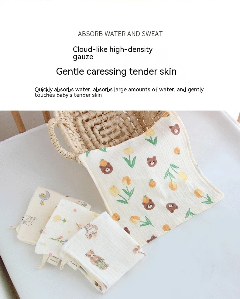 Toalha de babar para bebês em gaze de quatro camadas com estampa floral, macia e absorvente, perfeita para recém-nascidos. — foto 15