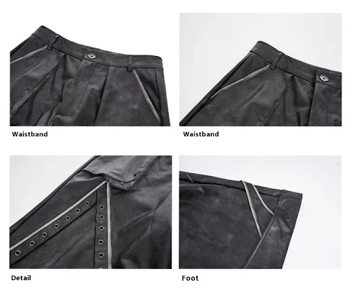 Title 7, Deconstruction Design Heavy Glossy Leather Pant...
