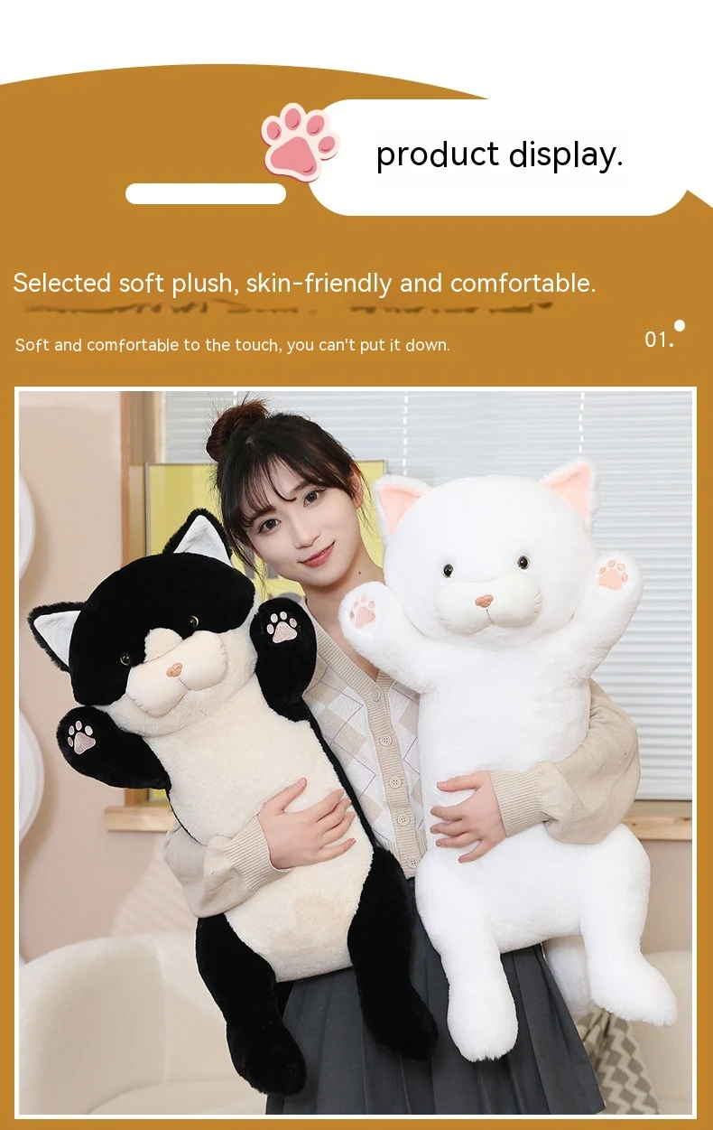Almofada de pelúcia gato japonês longo, boneca de gatinho, Ragdoll para meninas, travesseiro de cama, abraço macio e fofo. — foto 5