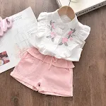 Conjunto de duas peças coreano para meninas, calças de perna larga listradas, perfeito para um visual moderno e confortável, ideal para o dia a dia. — foto 2