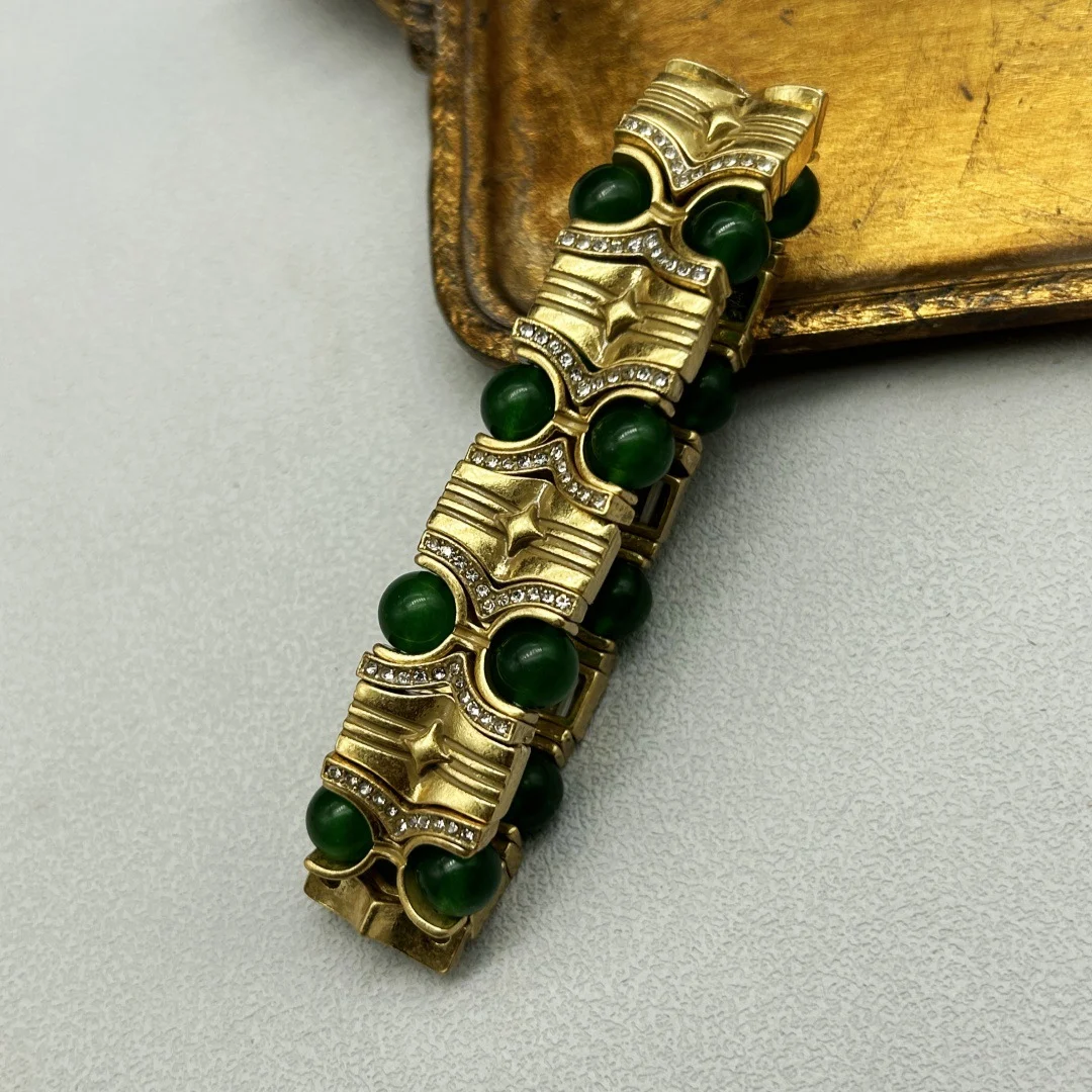 Pulseira vintage ocidental de pérolas e pedra ágata, simples, fashion e combinável com tudo, joia antiga para um visual atemporal. — foto 8