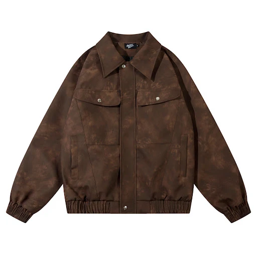 Title 14, Mens Tie-dyed Loose PU Leather Jacket Comforta...
