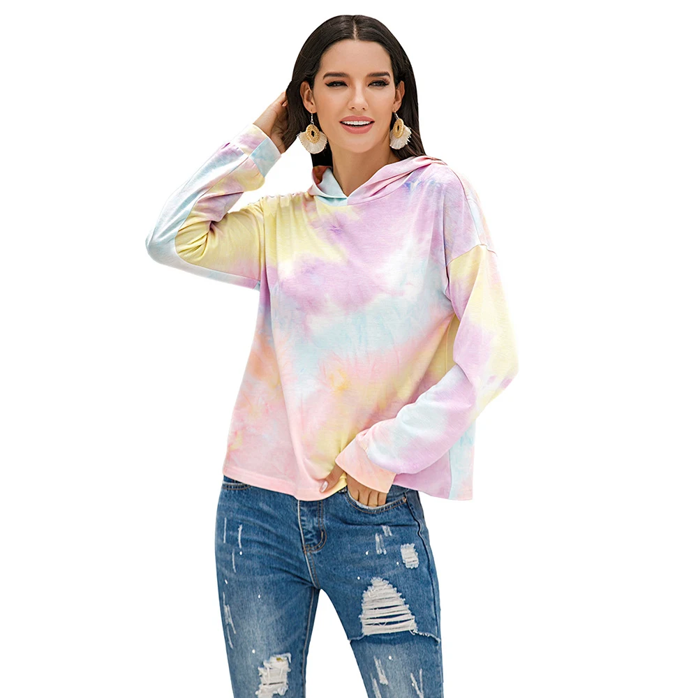 Title 10, Moletom feminino com capuz, estampa tie-dye gra...