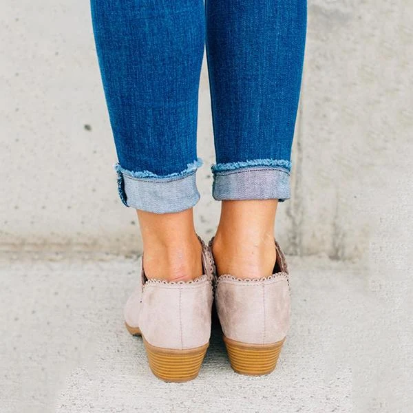 Botas femininas de tornozelo sem cadarço com salto baixo, fáceis de calçar e ideais para looks casuais e confortáveis, perfeitas para o dia a dia. — foto 1