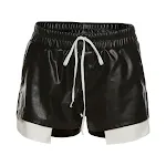 Shorts casuales ajustados de mujer, cintura alta con cordones y contraste de color, efecto cuero, para un look moderno y elegante. — foto 1