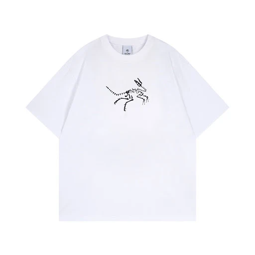 Title 2, Loose Short-sleeved T-shirt Mens Dinosaur Skul...