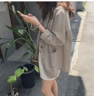 Title 2, Mens fashion casual loose cotton hemp suit coa...