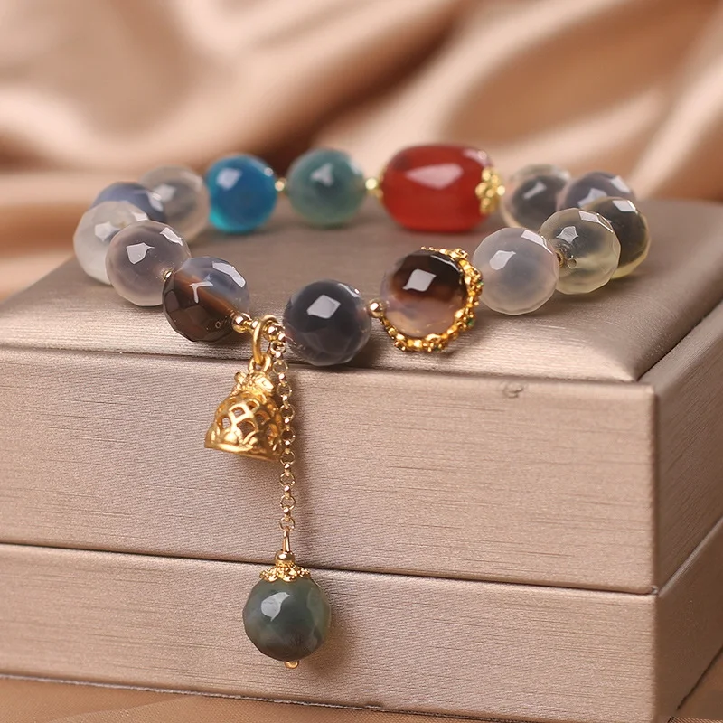 Pulsera de ágata corazón de azúcar natural de alta calidad para mujer, lujo ligero, elegancia y encanto diario. — foto 4