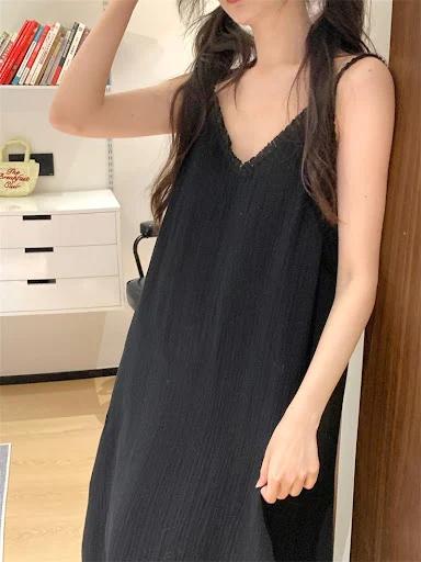 Title 15, V-neck Comfortable Suspender Skirt Pure Cotton ...