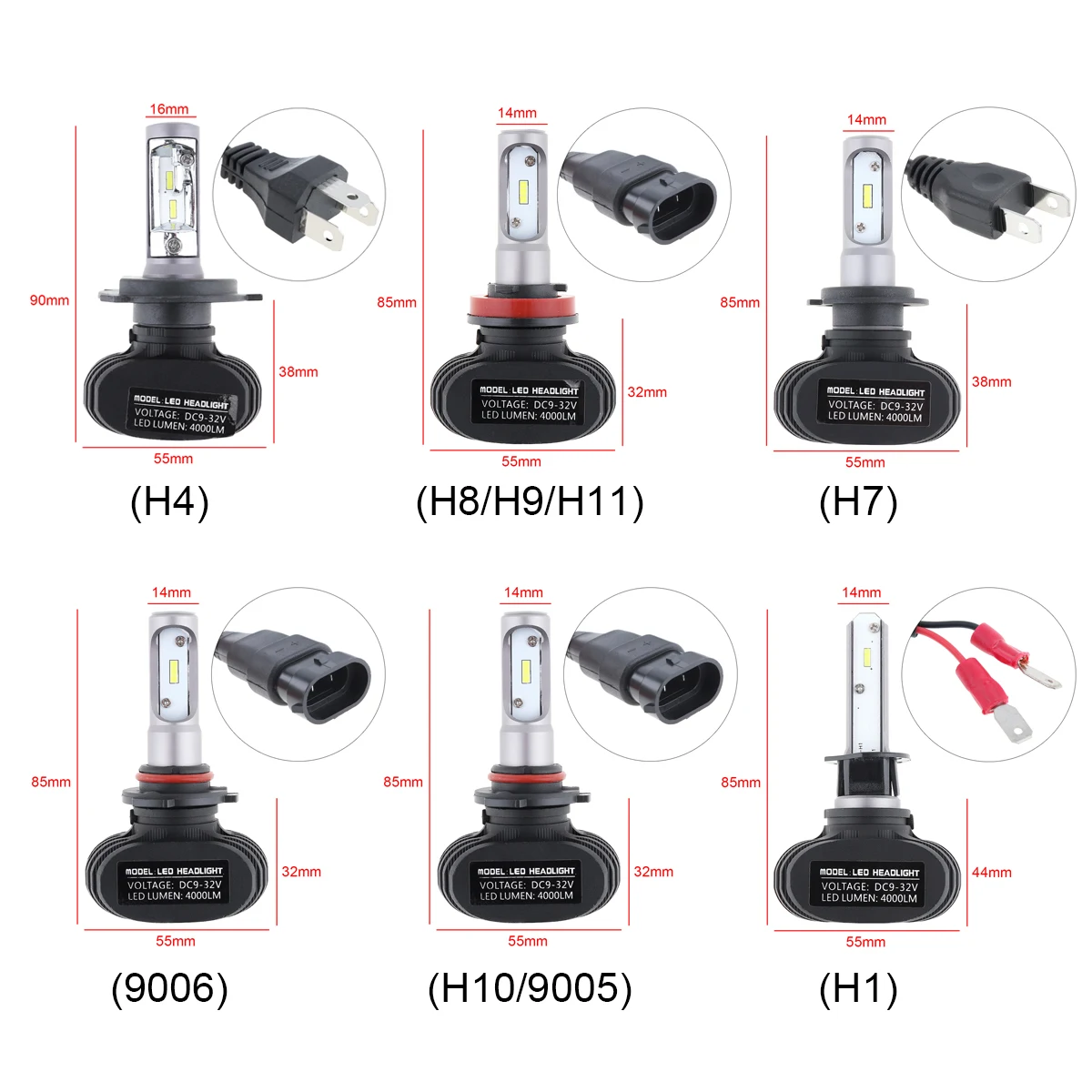 Title 7, S1-CSP LED koplampen type H4 H7 9005 met geïnte...