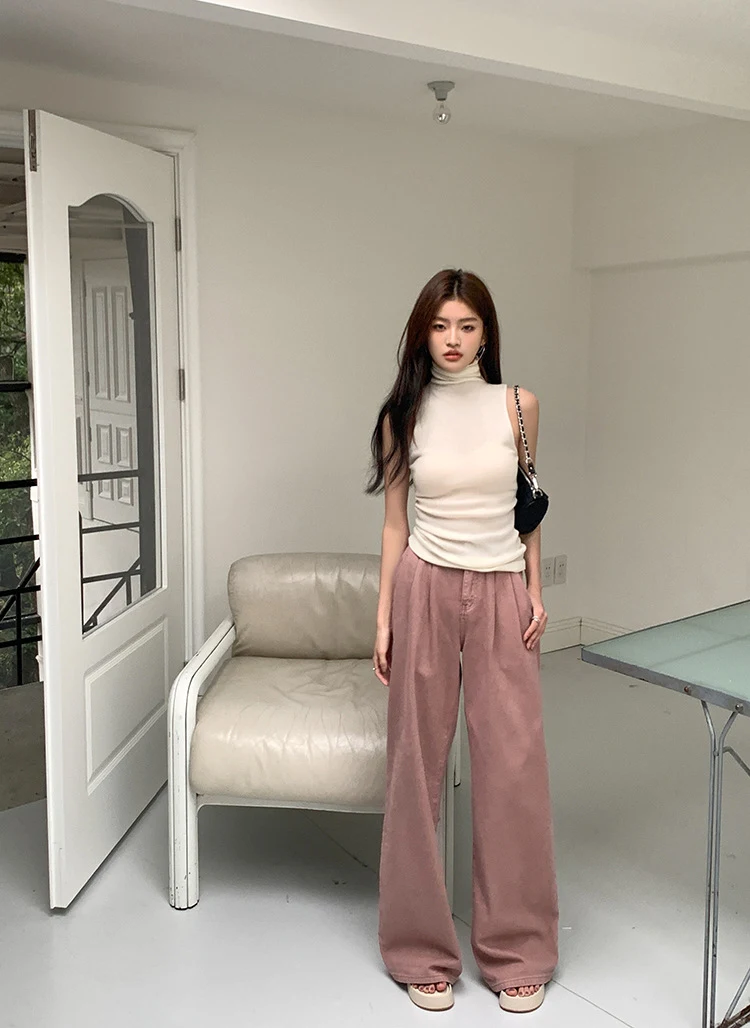 Title 10, High Waist Slimming Loose Pleated Straight Wide...