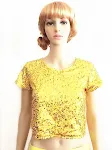 Ladies' Straight Stretch Sequin Short Sleeve T-shirt for a stylish and comfortable look. Perfect for any occasion, offer — photo 4