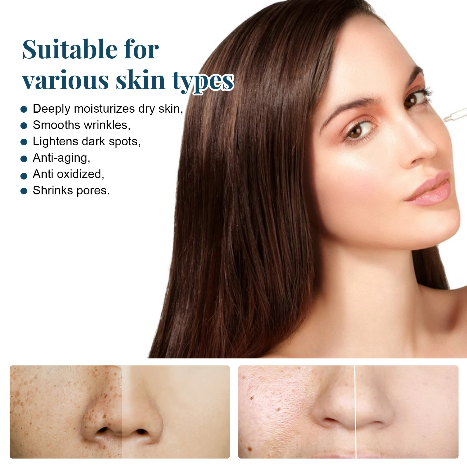 Hidratante Facial Líquido com Ácido Hialurônico, hidratação intensa para pele suave e macia, reduz rugas e linhas finas, uso diário. — foto 3