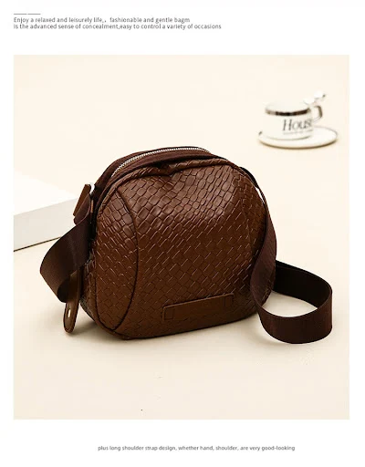 Title 5, Woven PU Shell Shoulder Messenger Bag, a stylis...