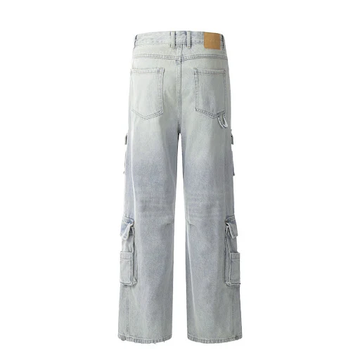 Title 5, Light Color Denim Overalls Mens Multi-pocket W...