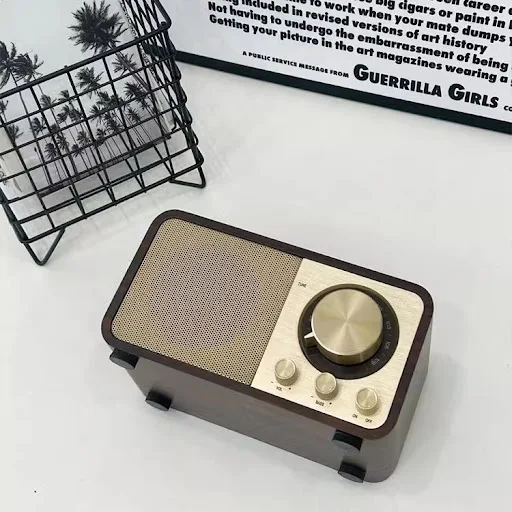 Title 3, Minimally Designed Retro Wooden Wireless Blueto...