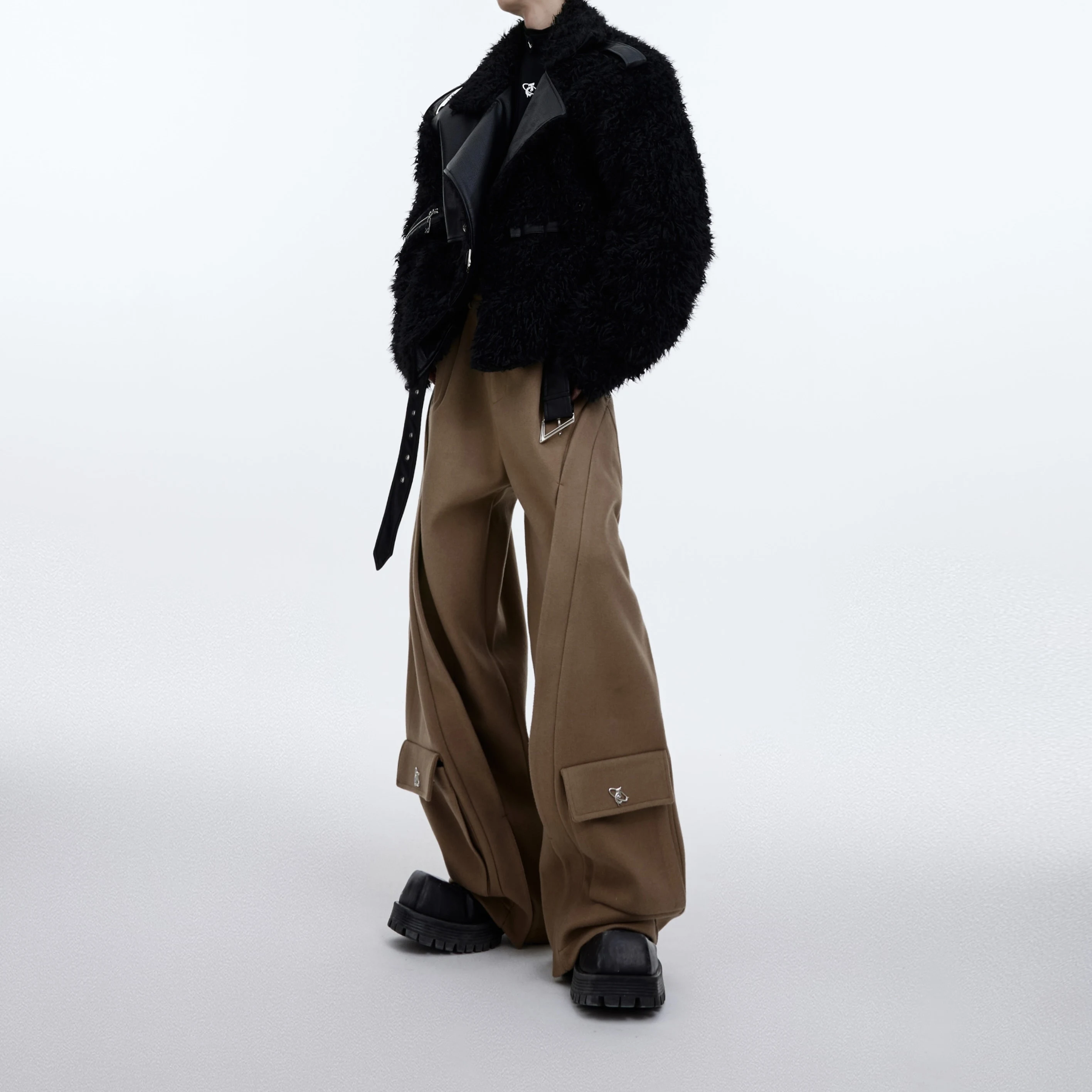 Woolen Metal Embellishment Silhouette Drape Casual Pants. Comfortable, stylish, and versatile, perfect for everyday wear — photo 5