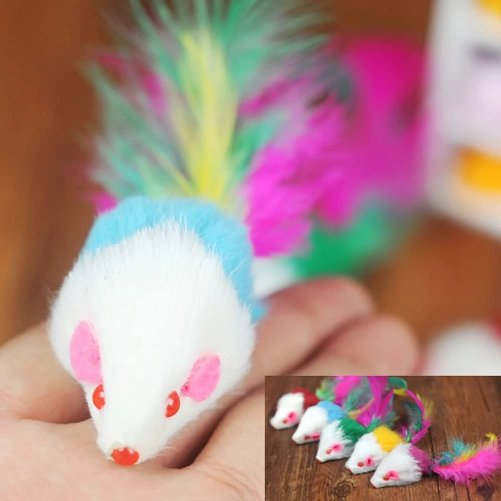 Title 7, 36Pcs Fur Mice Cat Toys Rattle Mouse Cat Toy As...