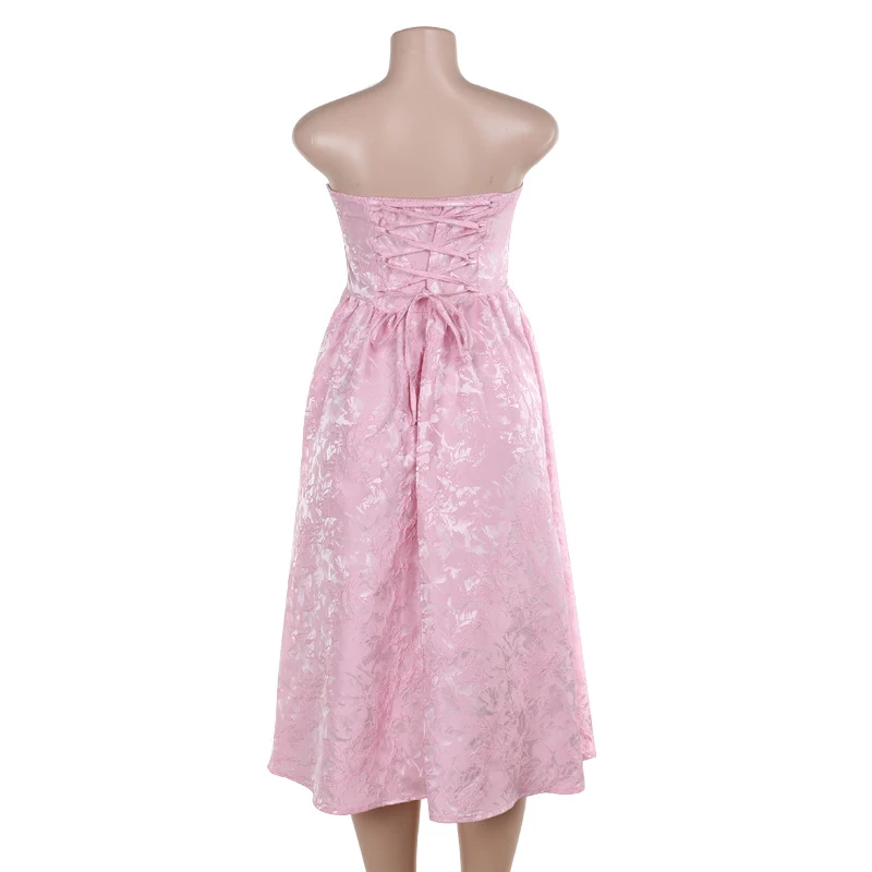 Title 3, Womens Slim-fit Jacquard Satin Tube Top Dress....