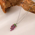 Colar de clavícula criativo estilo pastoral com uvas Mori, contas roxas, ideal para um visual delicado e romântico, perfeito. — foto 10