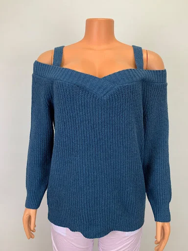 Title 1, Womens Sling Off Shoulder Knit Solid Color Cas...