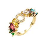 Anillo con letra de zirconitas microincrustadas con 26 letras personalizables. Elegante y brillante, ideal para un regalo único y significativo. — foto 20