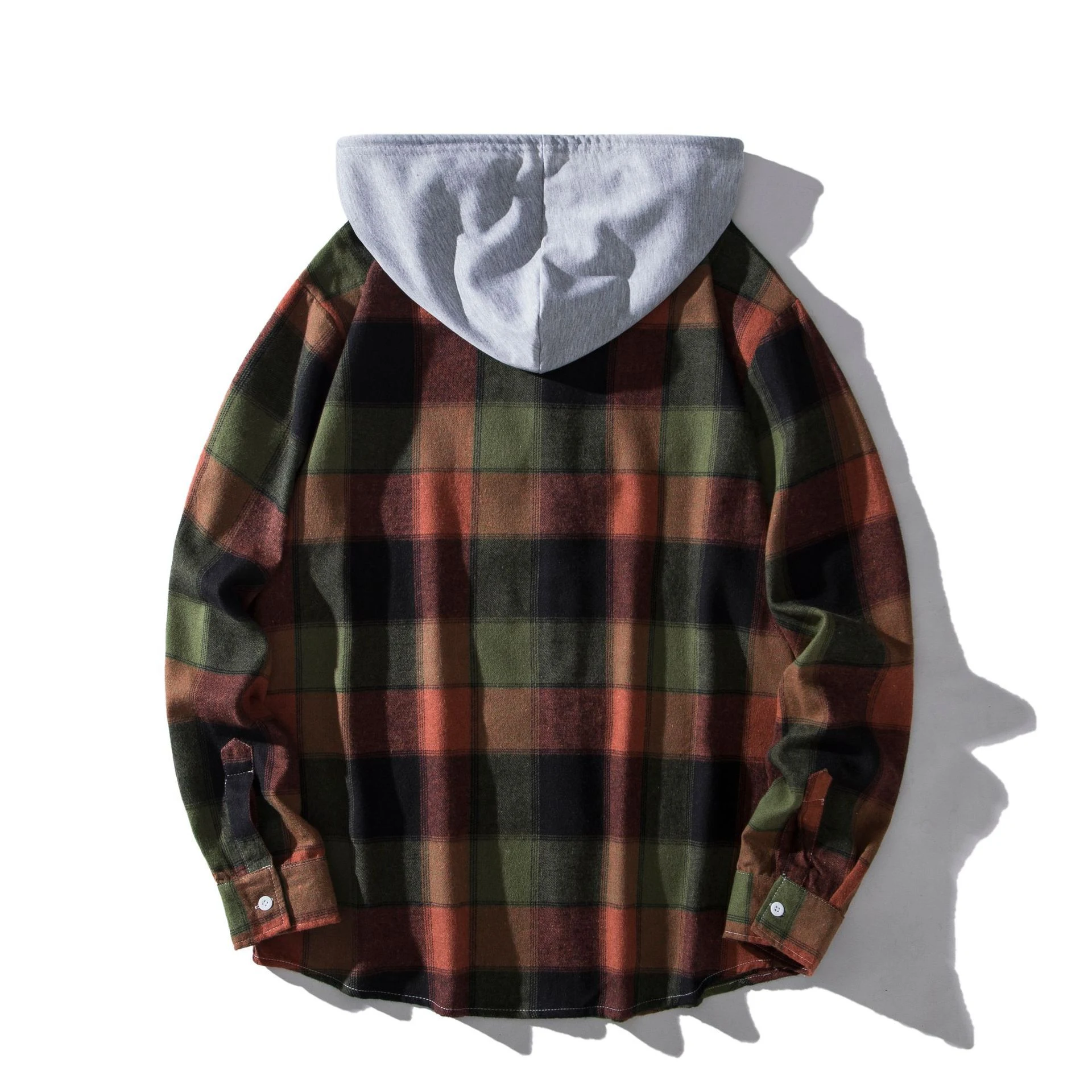 Title 34, Camisa xadrez com capuz para homens, estilo eur...