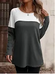 Autumn and Winter Women's Color Matching T-shirt. Enjoy comfort and style during the cold season. Perfect for everyday w — photo 17