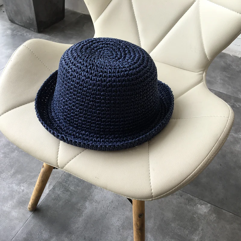 Title 22, Womens Straw Hat Foldable Rolled Edge Small Br...