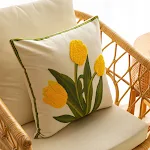 Capa de almofada bordada com flores em algodão puro estilo nórdico, macia e decorativa, perfeita para sofás e camas, design elegante. — foto 15