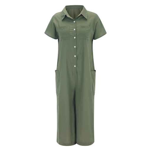 Title 16, Dames effen casual jumpsuit met lange mouwen en...