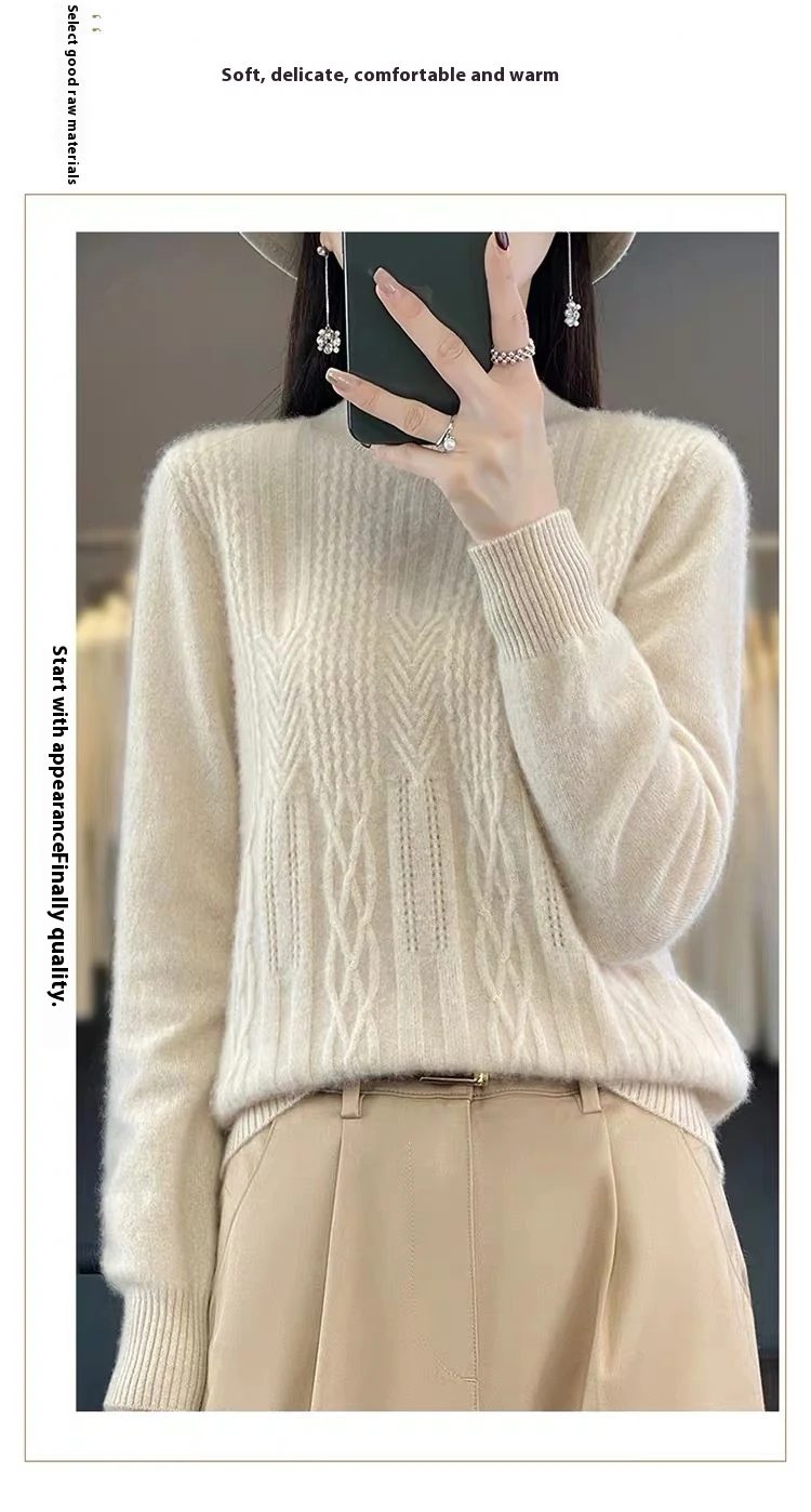 Title 3, Autumn And Winter Mock Neck Sweater Fashion Pul...