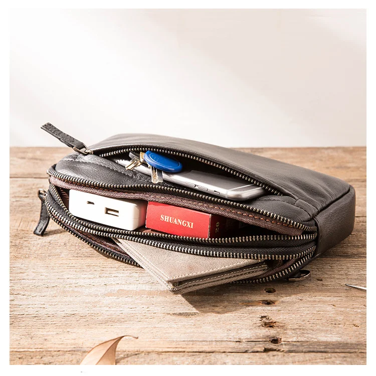 Clutch bag casual in pelle da uomo, un accessorio elegante e pratico per l'uso quotidiano. Porta con te l'essenziale con stile e sicurezza. — foto 2