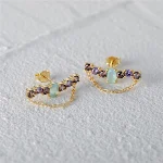 Pendientes colgantes sin perforación de plata S925 con diamantes brillantes. Elegancia y comodidad para orejas no perforadas. Disfruta del lujo. — foto 11