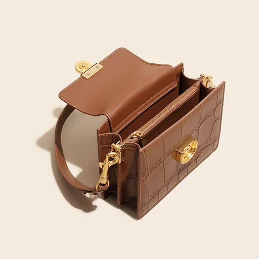 Title 3, Bolsa Mensageiro em Couro Genuíno com Design Re...