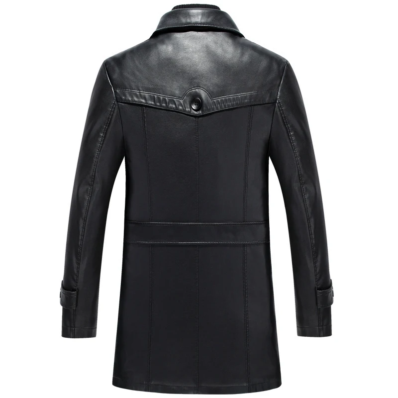 Men's mid-length sheepskin leather suit offers exceptional warmth and style for a sophisticated and comfortable experien — photo 1
