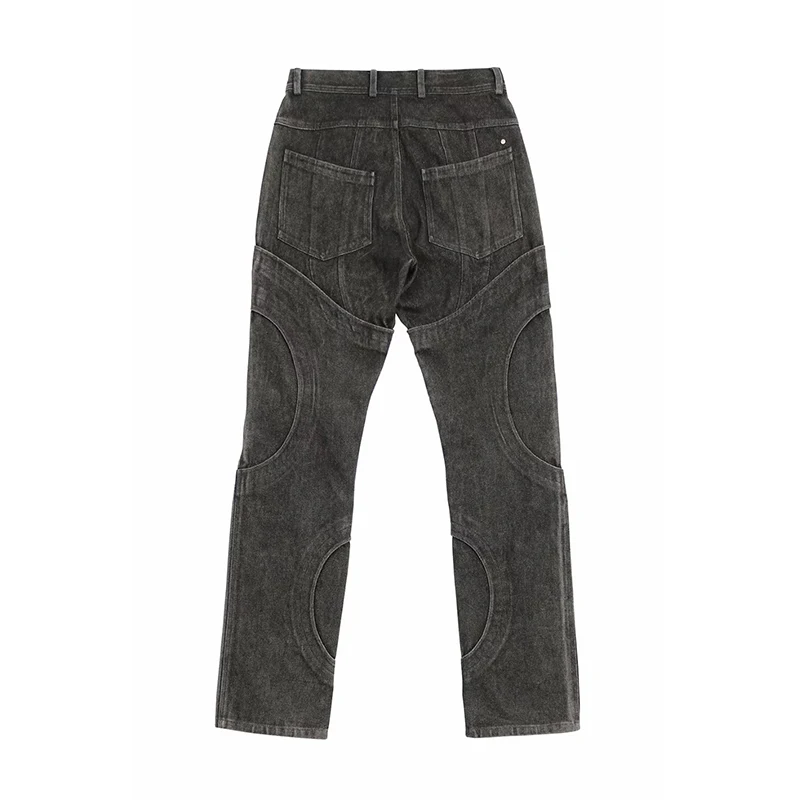 Worn Looking Washed-out Patchwork Jeans Straight Loose Casual Trousers. Relaxed fit jeans for ultimate comfort and a uni — photo 3