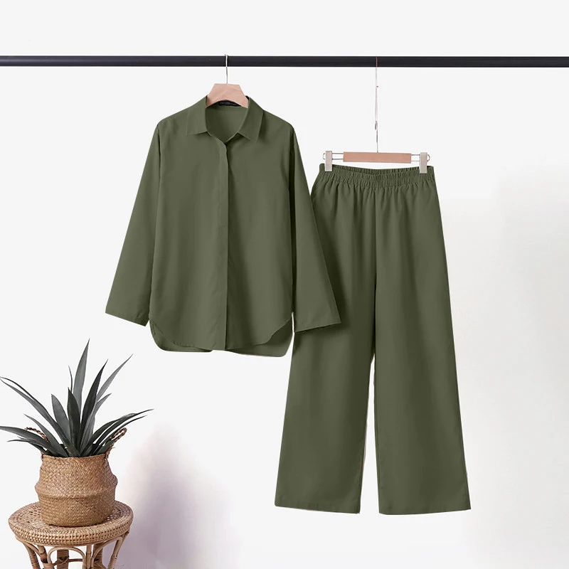 Lente en Herfst Casual Effen Kleur Broek Wide Leg Pak. Comfortabele en stijlvolle broek voor dagelijks gebruik. Perfecte pasvorm. — foto 14