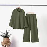 Lente en Herfst Casual Effen Kleur Broek Wide Leg Pak. Comfortabele en stijlvolle broek voor dagelijks gebruik. Perfecte pasvorm. — foto 14