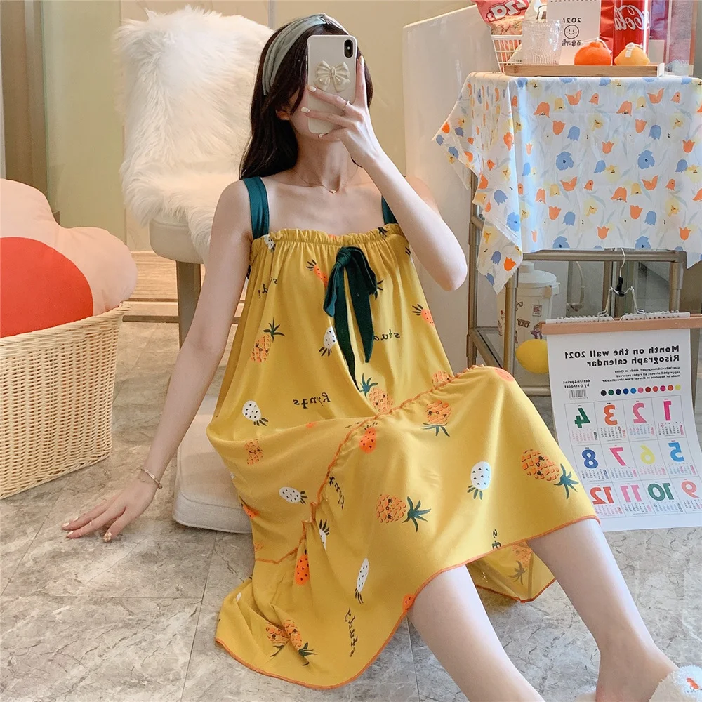 Women's Suspenders Sweet Girl Loose Home Wear Long Skirt perfect for comfort and a relaxed, feminine style at home. — photo 6