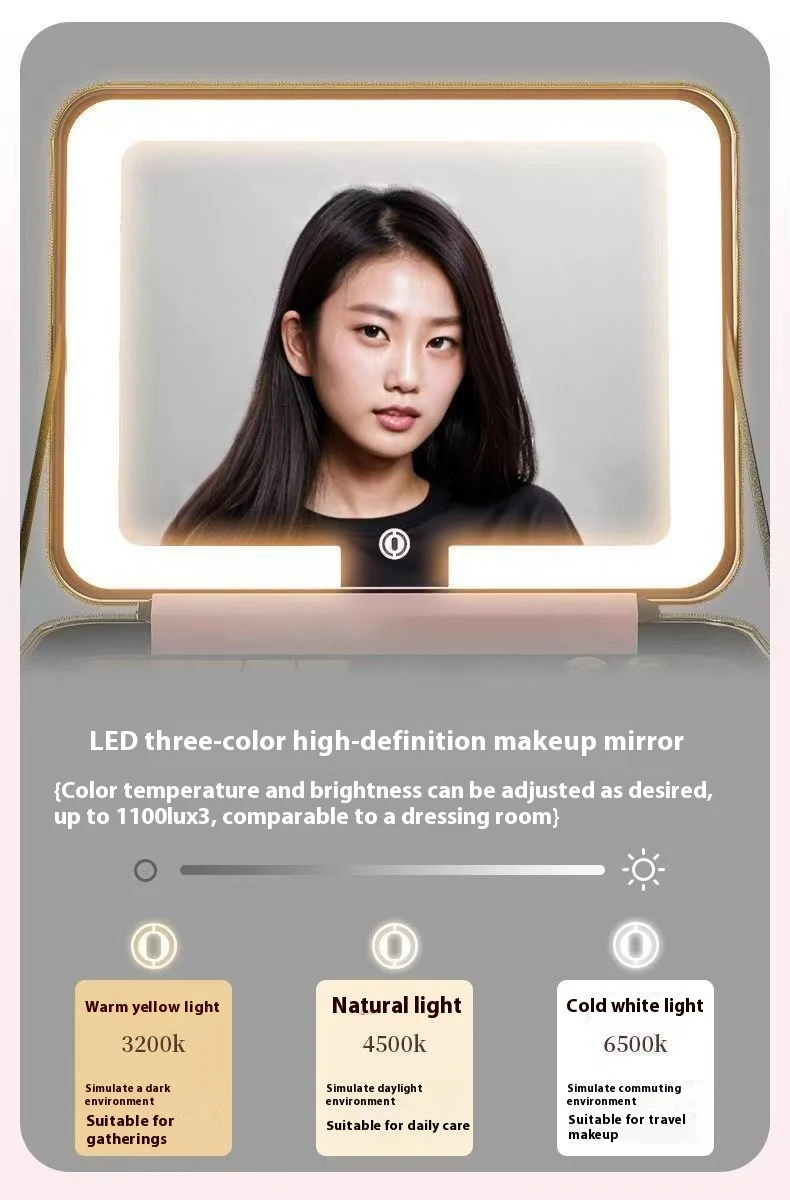 Maleta de Maquiagem Iluminada de Três Cores e Alta Capacidade. Organização premium, luz LED para aplicação perfeita e visual profissional. — foto 11