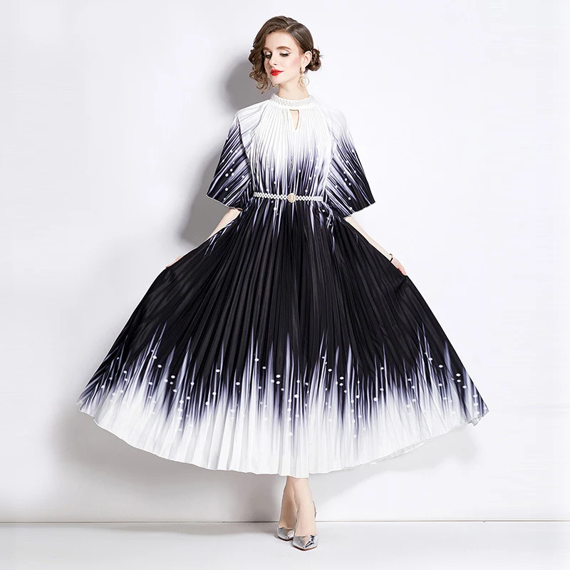 Title 3, Positioning Printed Pleated Pearl Buckle Pleate...