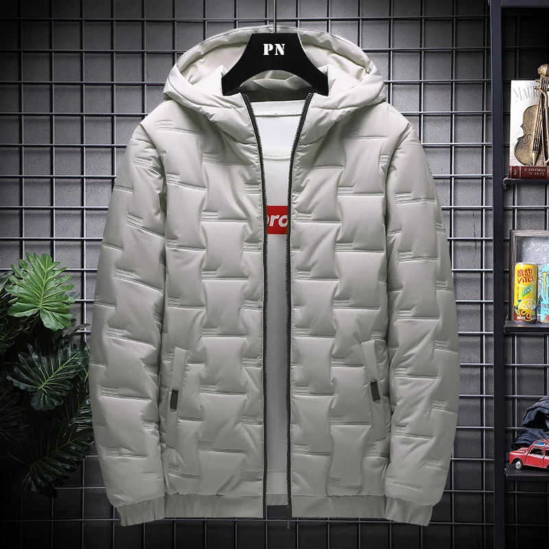 Men's short warm hooded cotton jacket designed for winter comfort and warmth. Perfect for everyday wear, providing essen — photo 1